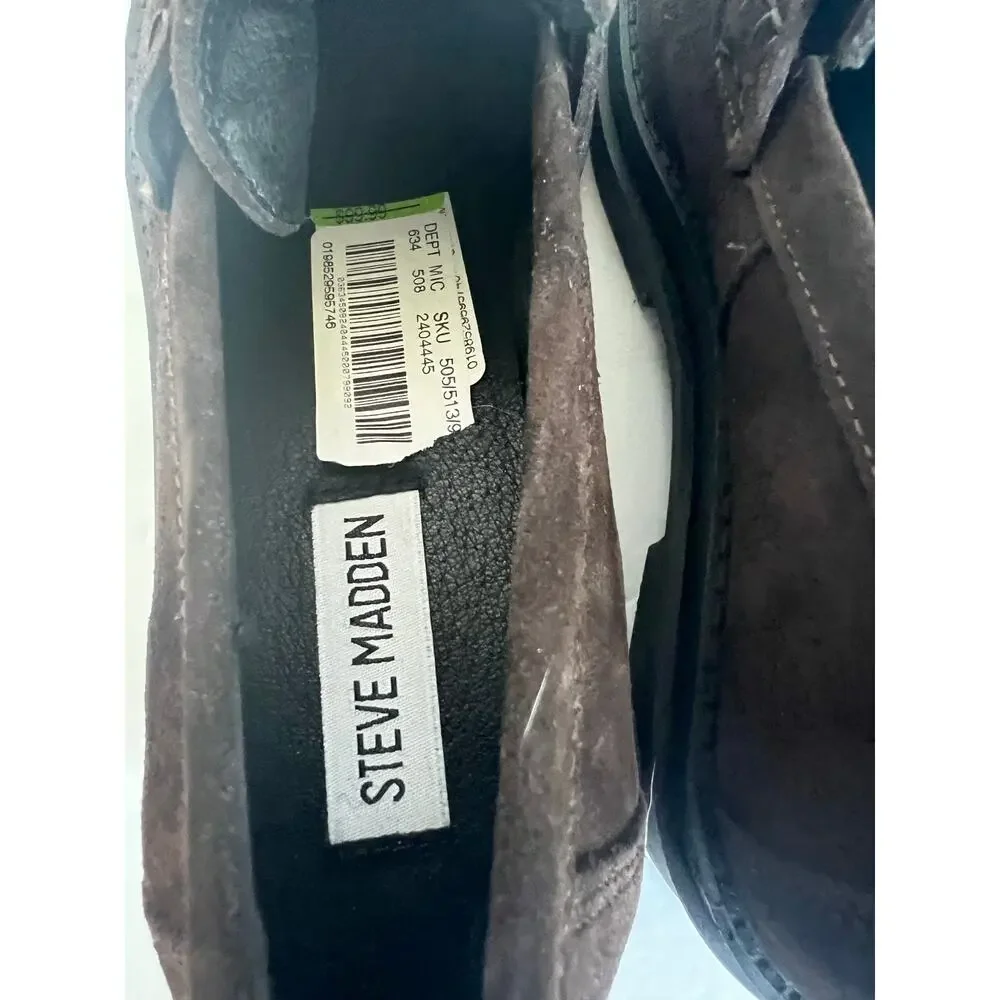 NWT Steve Madden Rodrigo‎ Brown Suede Slip On Lug Sole Loafer Platform Shoes 7.5
